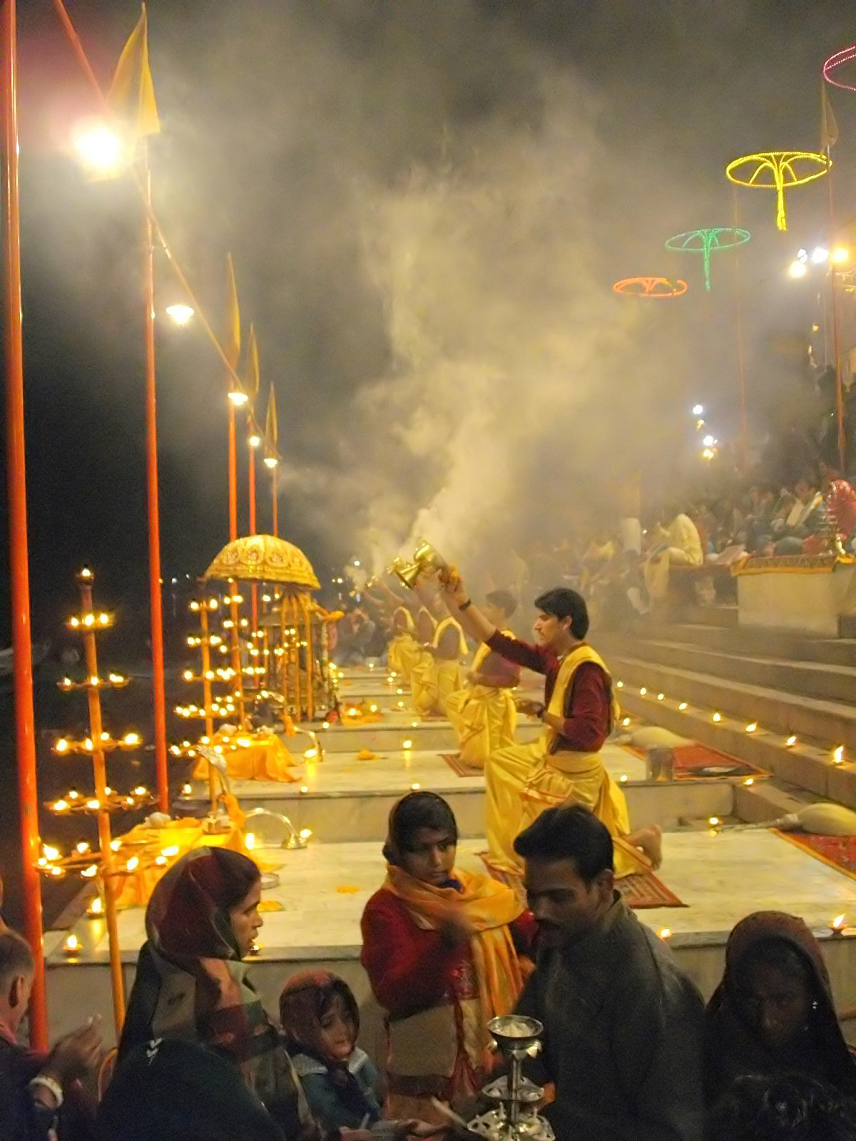 Evening Ganga Aarti at the ghats of Varanasi