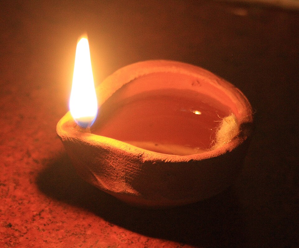 Diya, a clay oil lamp used in worship